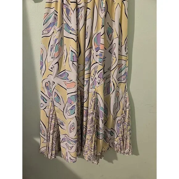 Vintage Anthony Sicari Ruffle Midi Dress Made in USA 80s Pastel Abstract Print P - Picture 9 of 12